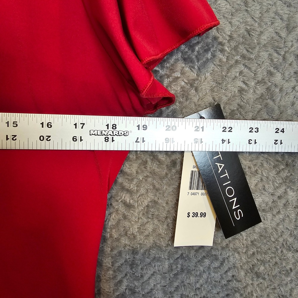 Notations Womens Red Layered Look Beaded Draped Top Short Sleeve Size M MITF0989 - Picture 4 of 8